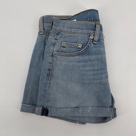 Rag & Bone Light Wash Cuffed Jean Short WMNS 25 Blue Denim Low Rise Wiley Casual - Picture 8 of 9